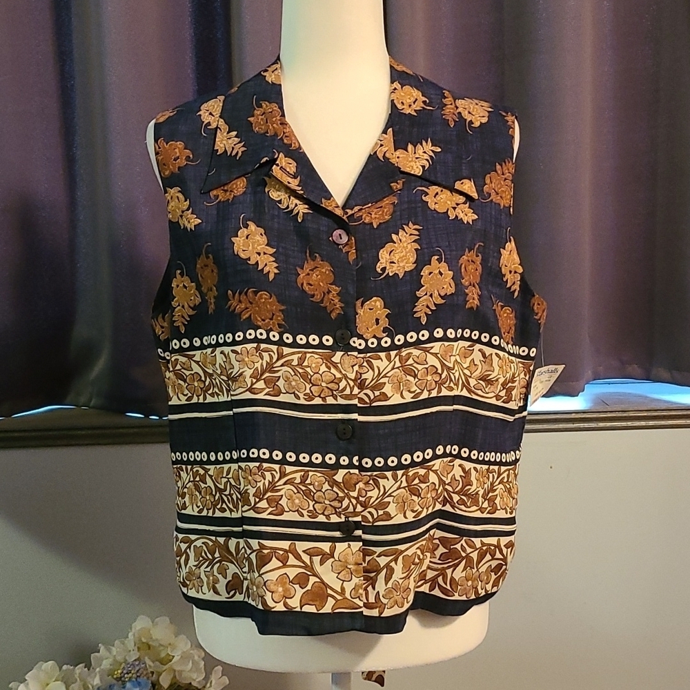 Abria NWT Button Down Sleeveless Blouse - Size 16 - Picture 2 of 10